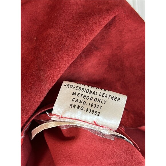 Vintage Red Suede Genuine Leather Shell Margaret Godfrey Western Boho Cape Sz XL - Picture 10 of 12
